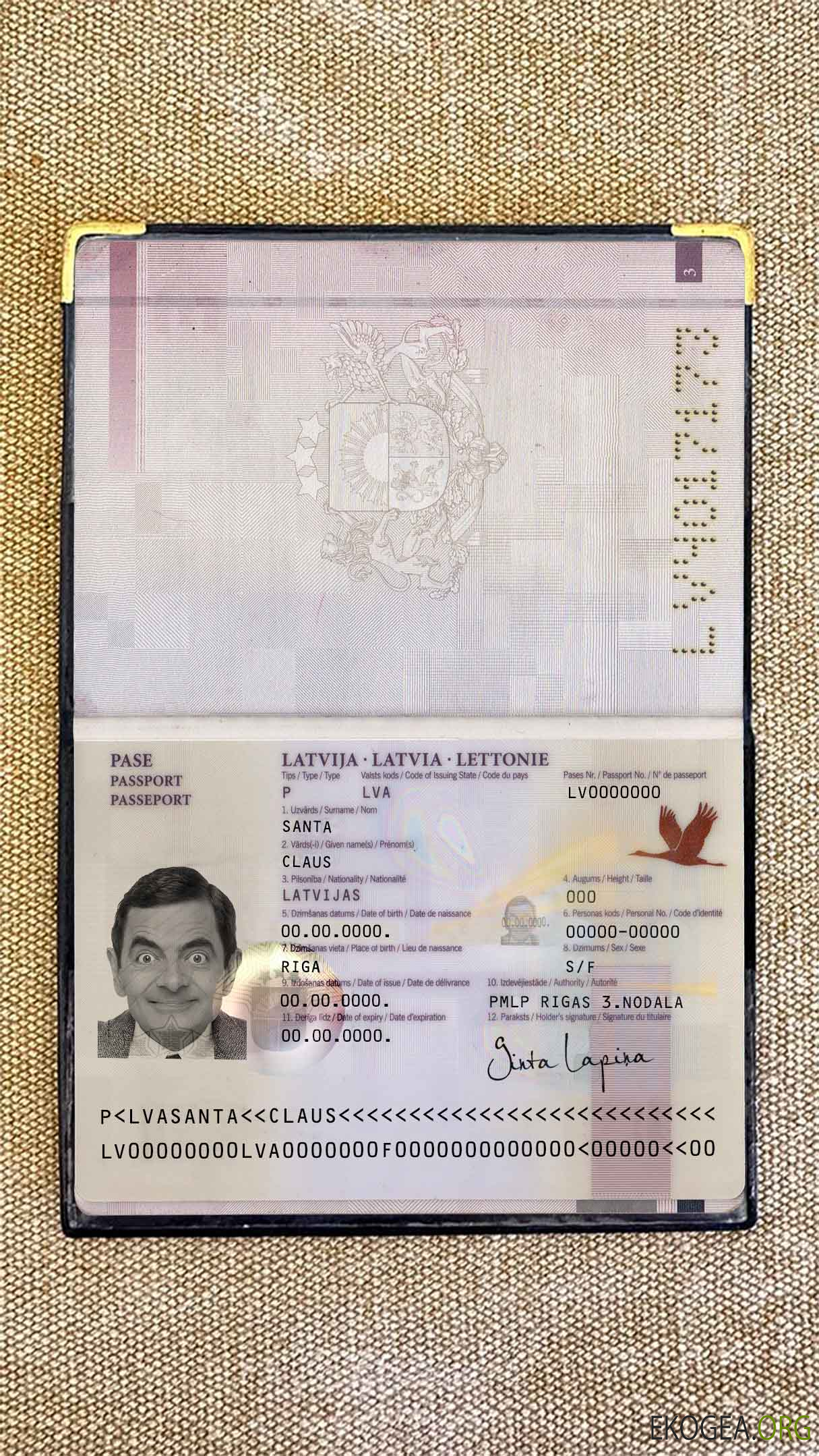 Aperçu photo du passeport letton (2007 2015)